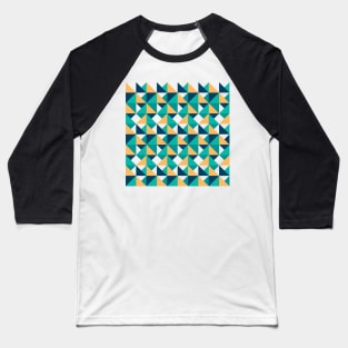 Modern Triangles, in green, blue and yellow Baseball T-Shirt